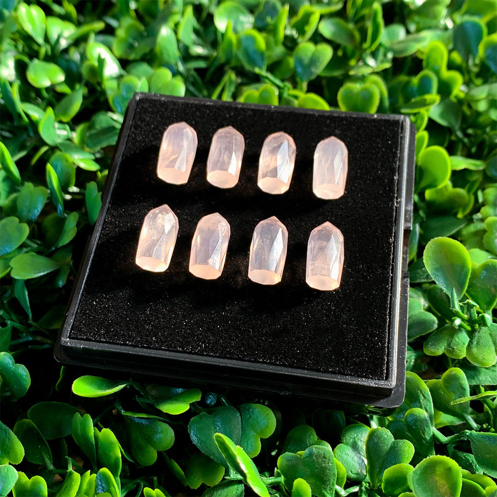 Punta Facetada de Cuarzo Rosa 12x6 mm