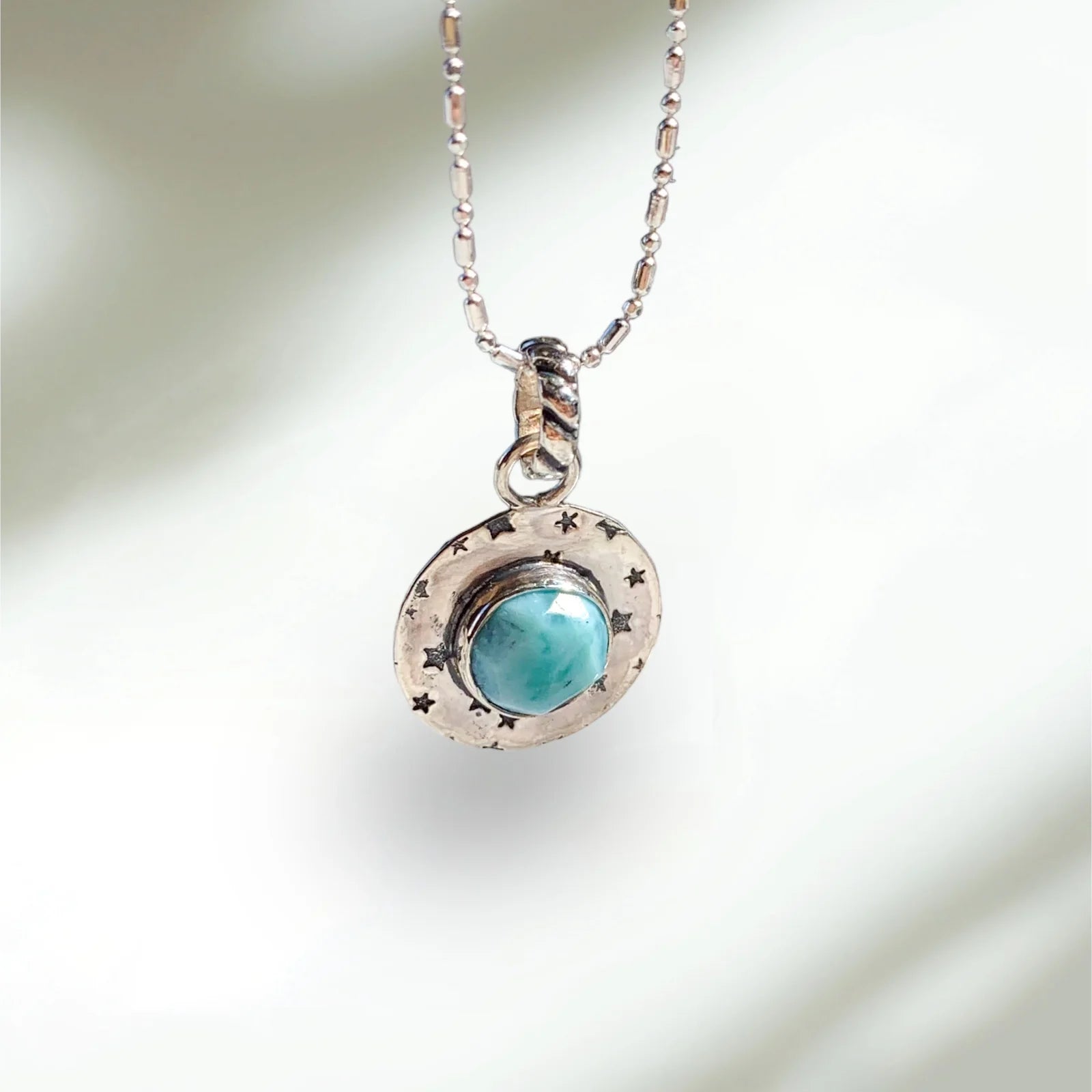 Colgante De Corazón Lariar, Joyería De Piedra De Lariar Azul Natural