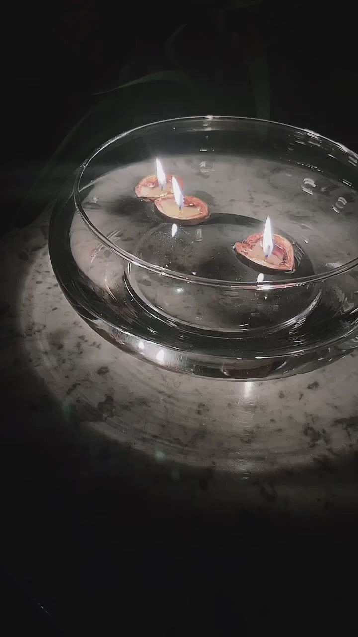 VELAS DE SOJA FLOTANTES CON CASCARA DE NUEZ - AROMA EUCALIPTO
