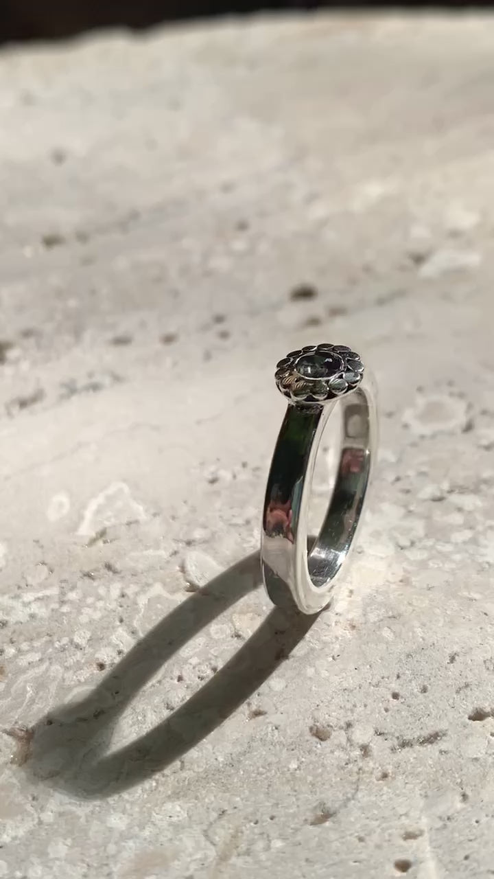 ANILLO FLOR DIAMANTE SALT AND PEPPER TALLA 14