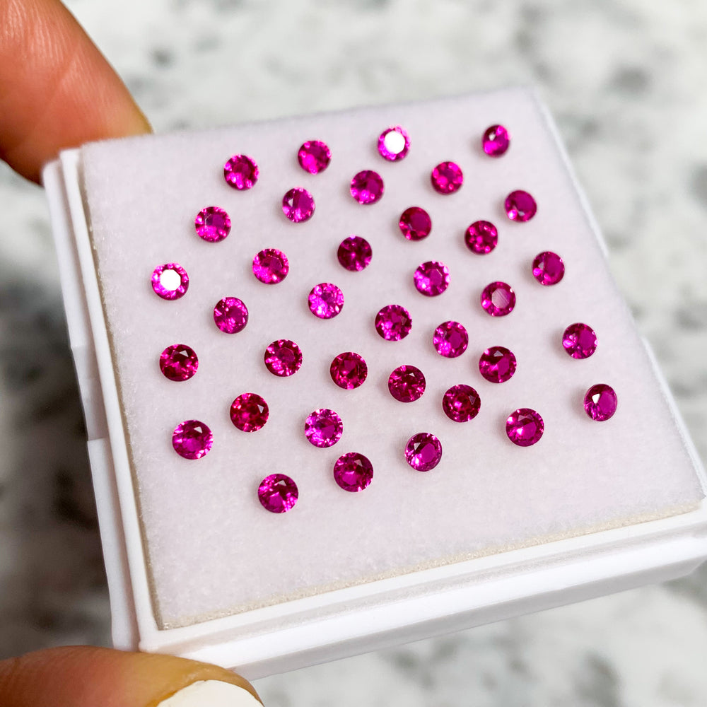 Zirconia Sintético Color Ruby 1 mm, 2 mm y 3 mm Corte Diamante