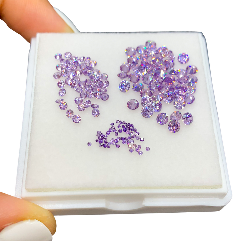 Zirconia Sintético Color Amatista 1 mm, 2 mm y 3 mm Corte Diamante