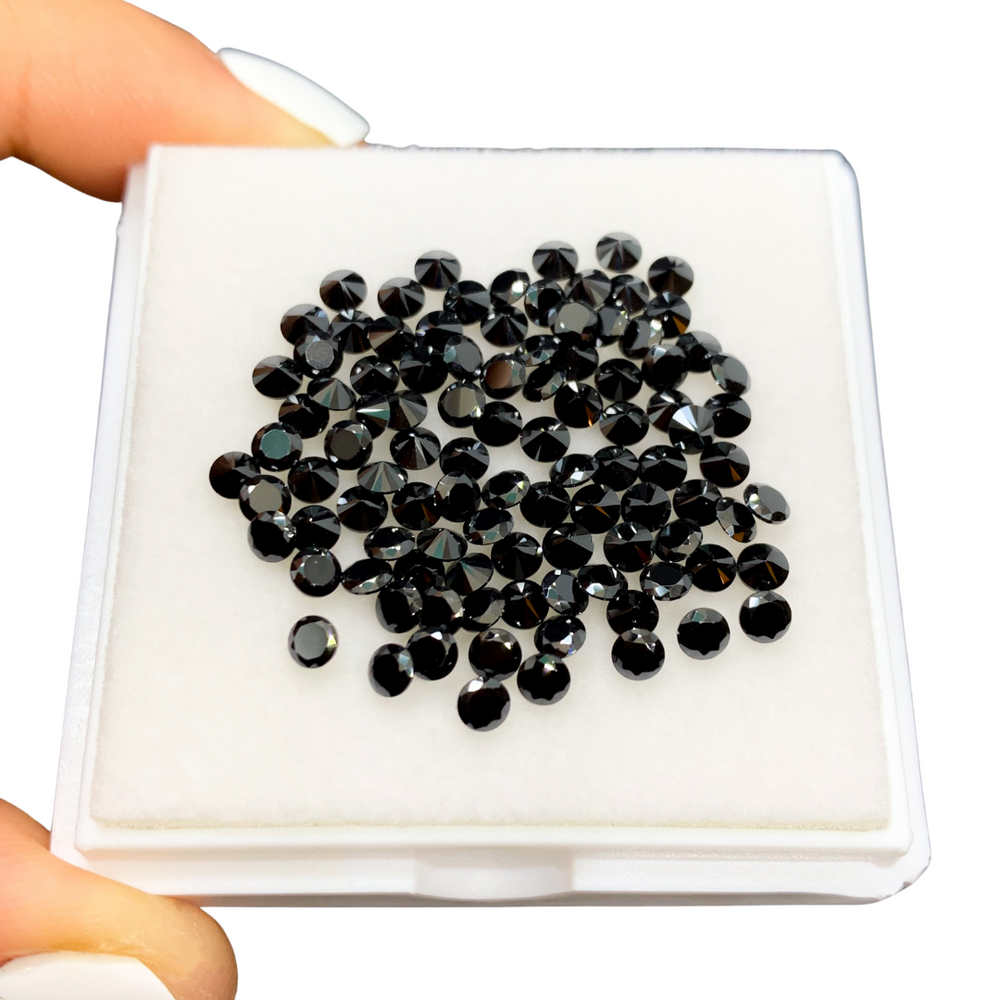 Zirconia Sintético Negro 1 mm, 2 mm y 3 mm Corte Diamante