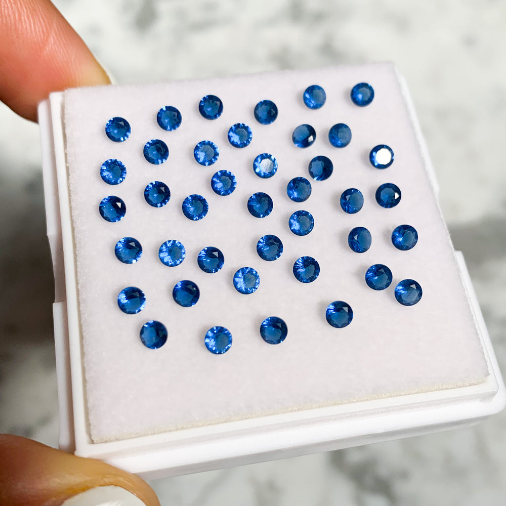 Zirconia Sintético Color London Blue Dark 1 mm, 2 mm y 3 mm Corte Diamante