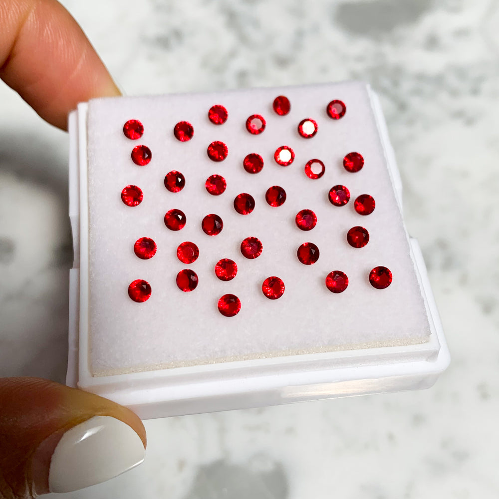 Zirconia Sintético Color Granate 1 mm, 2 mm y 3 mm Corte Diamante