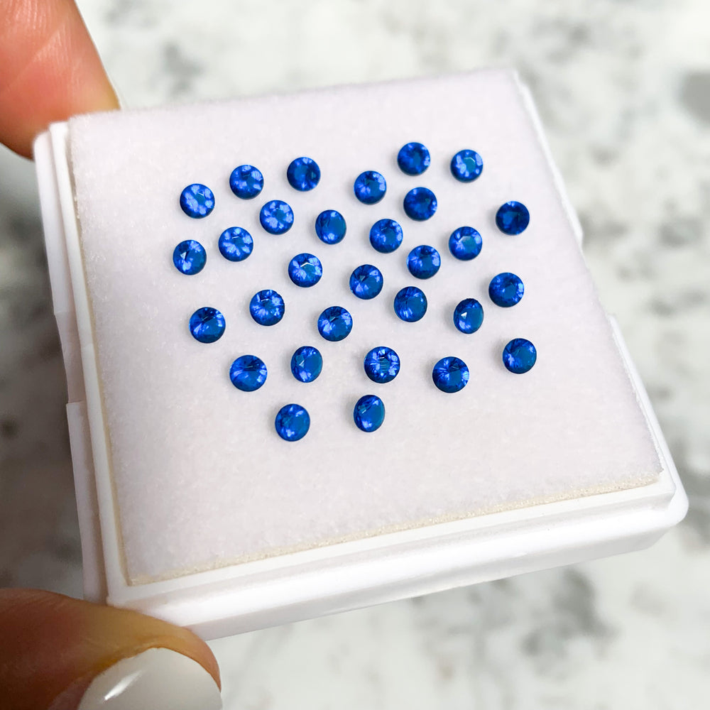 Zirconia Sintético Color Blue Dark 1 mm, 2 mm y 3 mm Corte Diamante